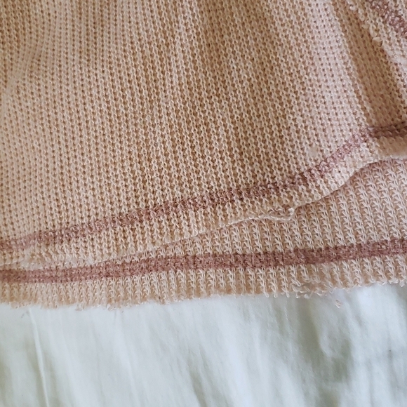 ANTHRO Deletta Oversized Cold Shoulder Waffle Knit Sweater Top, Small, Peach - Picture 10 of 13
